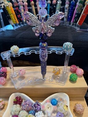 Purple Crystal Butterfly Decorative Ballpoint Pen - Elegant Desk Accessory